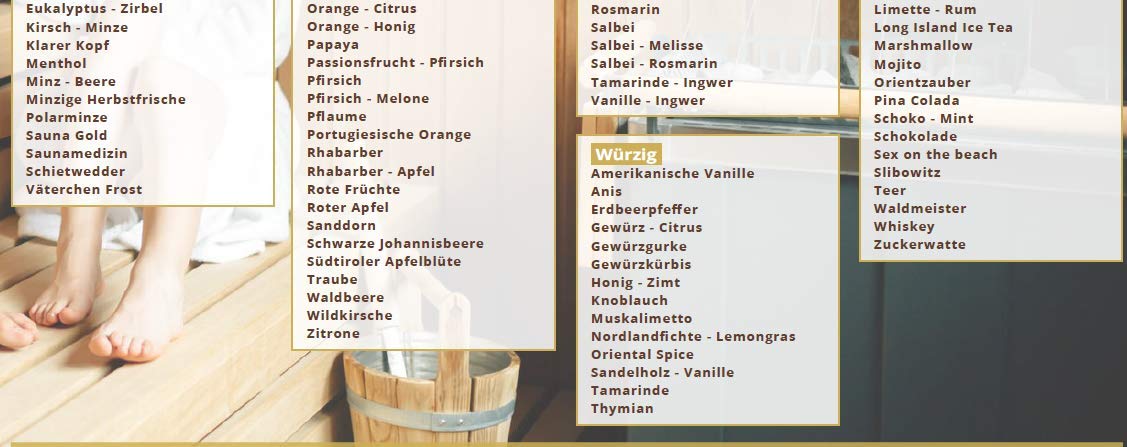 Dufte Momente | Saunaduft 8 x 250ml: Allgäuer Bergkräuter, Birke-Zitrone, Eukalyptus, Minze, Latschenkiefer, Orange, Saunamedizin (Kampfer, Zitrone), Lemongras | vegan
