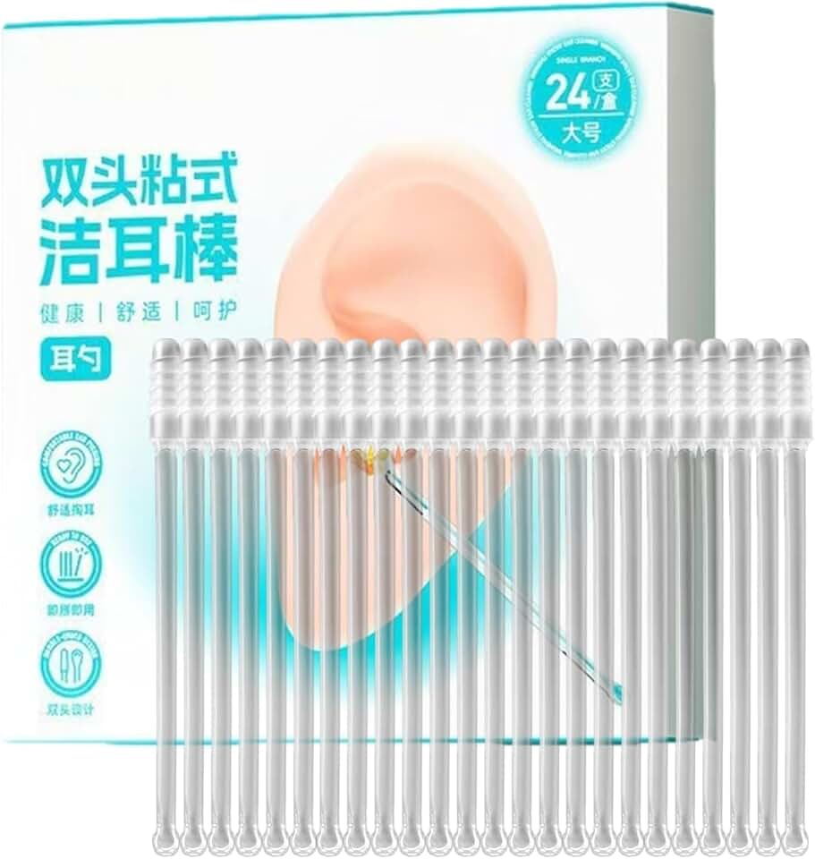 24 peças de cotonetes de orelha pegajosos reutilizáveis cotonetes de limpeza de orelhas adesivos ferramentas de remoção de cotonete de orelhas ferramentas de limpeza de orelhas cureta para mulheres ou