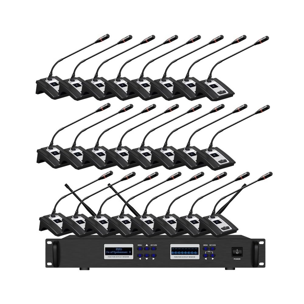 UHF 24 Desktop Wireless Gooseneck Conference Microphone Meeting Room System 1 President 23 Delegate Pro UHF Microphones, Discussion Conference System