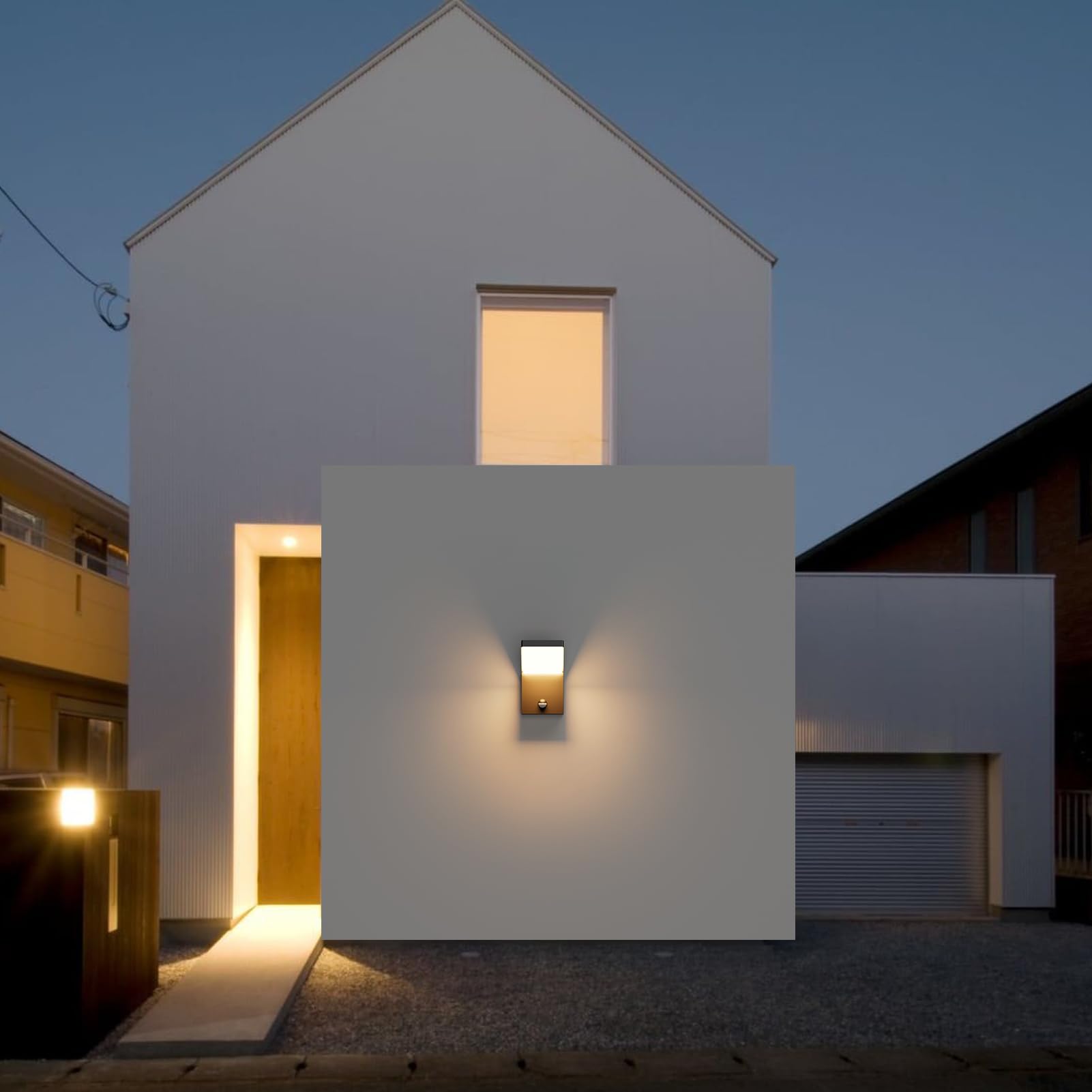 Klighten Apliques Exterior 24W LED con Sensor de Movimiento, Luces pared IP65 Impermeable, Lámpara Pared Moderno Aluminio para Terraza Pasillo Entrada, 1500LM, Blanco Calido 3000K, Negro