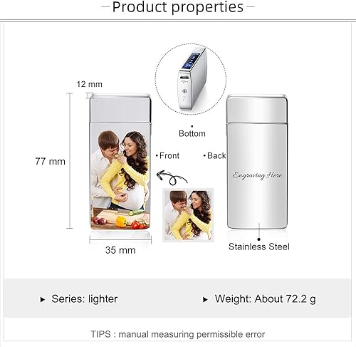 Miniatura 3 de Fortheday - Mechero eléctrico personalizado para hombre con encendedor recargable USB para el día del padre, Navidad, San Valentín