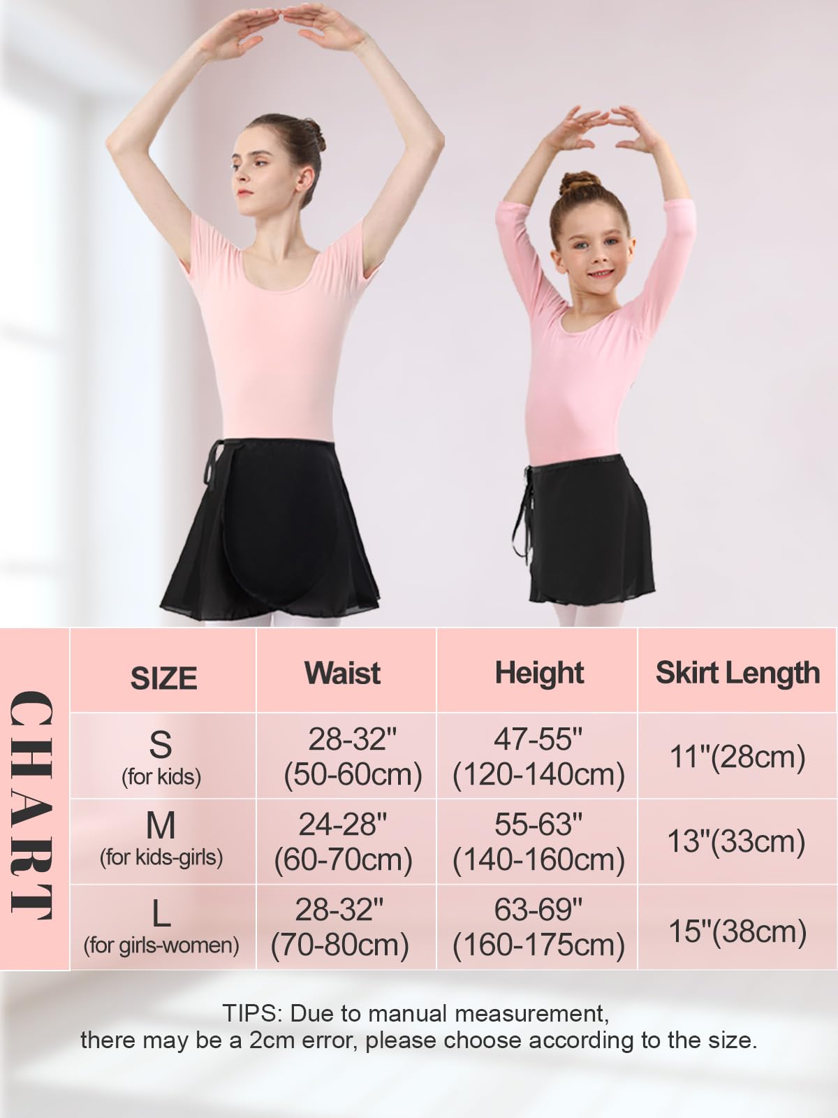 Soudittur Ballet Skirts Chiffon Dance Wrap Skirts with Waist Tie for Toddler Girls Women — view 5