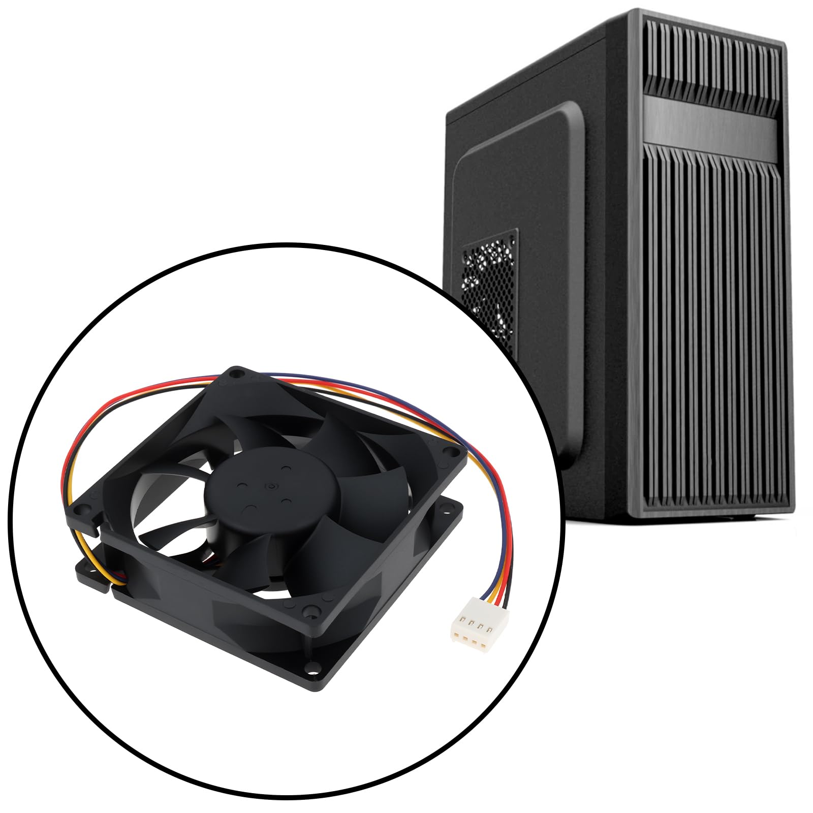 ECSiNG Ventola di raffreddamento PWM a 4 pin da 80 mm compatibile con PVA080G12Q 12V 0.65A 80 x 80 x 25 mm per desktop case server
