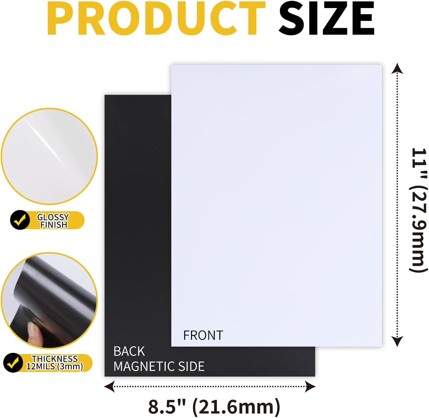 20Pcs 8.5x11 Inches Printable Magnetic Sheets for Inkjet Printers, Glossy White Magnetic Print Paper, 12mil Thickness, Flexible Magnet Photo Paper for Refrigerator DIY Crafts