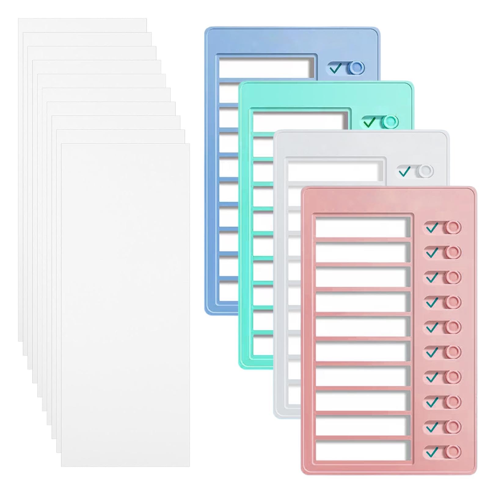 4Pcs Chores Chart for Kids, Reusable Checklist Board with 10 Blank Cards