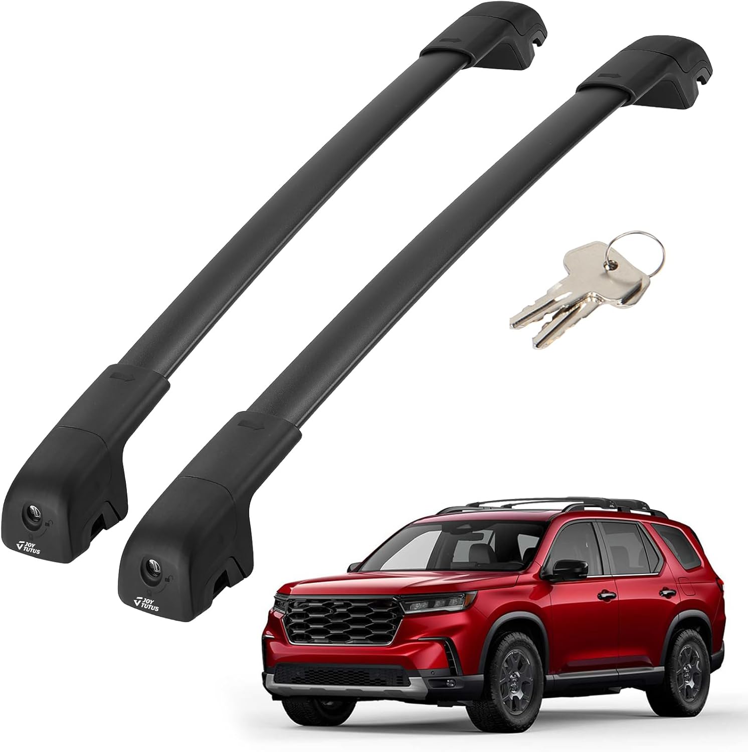 JOYTUTUS Roof Rack Cross Bars Compatible with Honda Pilot 2023-2025 Sport TrailSport Touring Elite with Raised Rails, Lockable Aluminum Crossbars for Roof Racks Canoes Bikes Skis(Not for LX & EX-L)