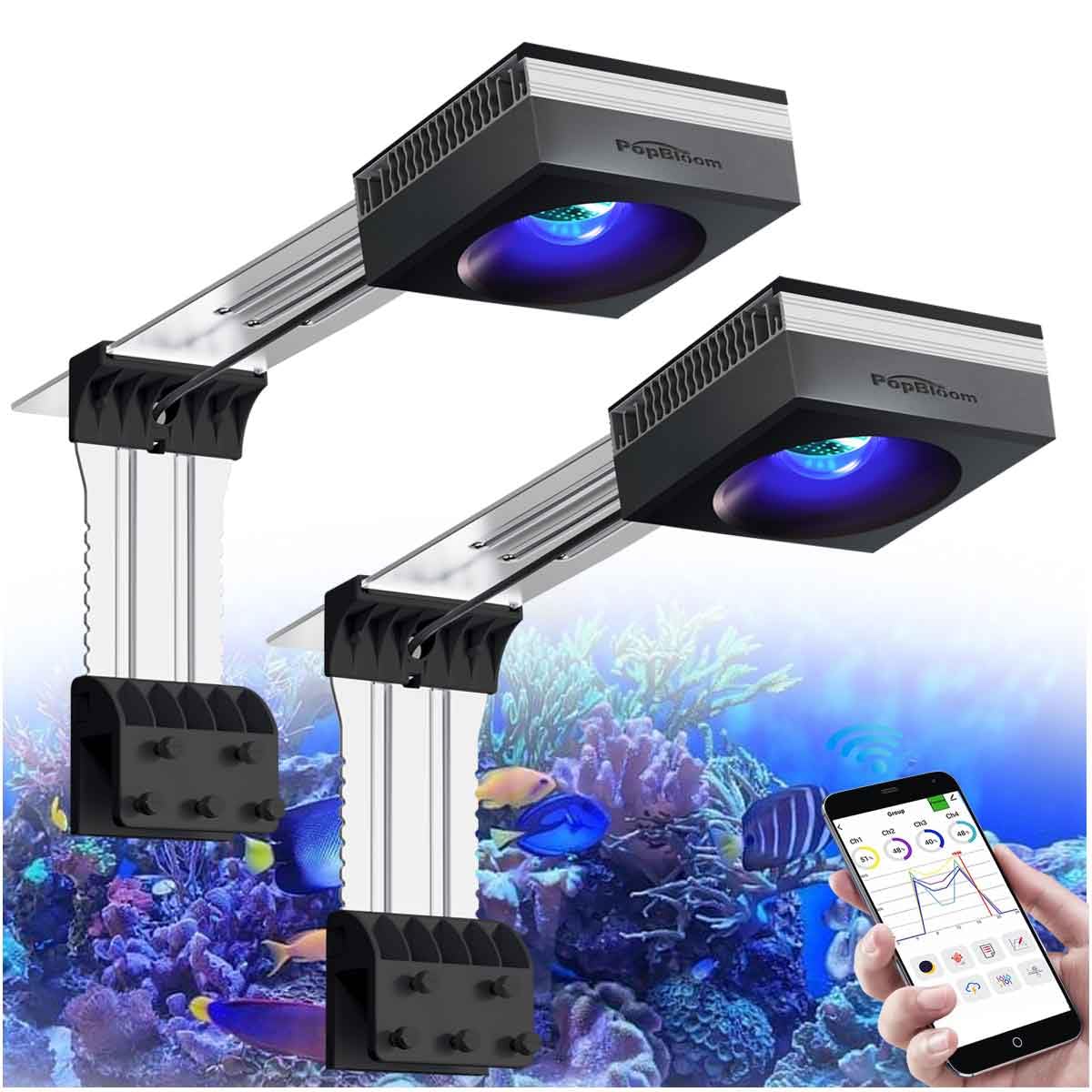 Amazon.com : PopBloom 2 x RL90 WiFi LED Aquarium Light 200w, Full