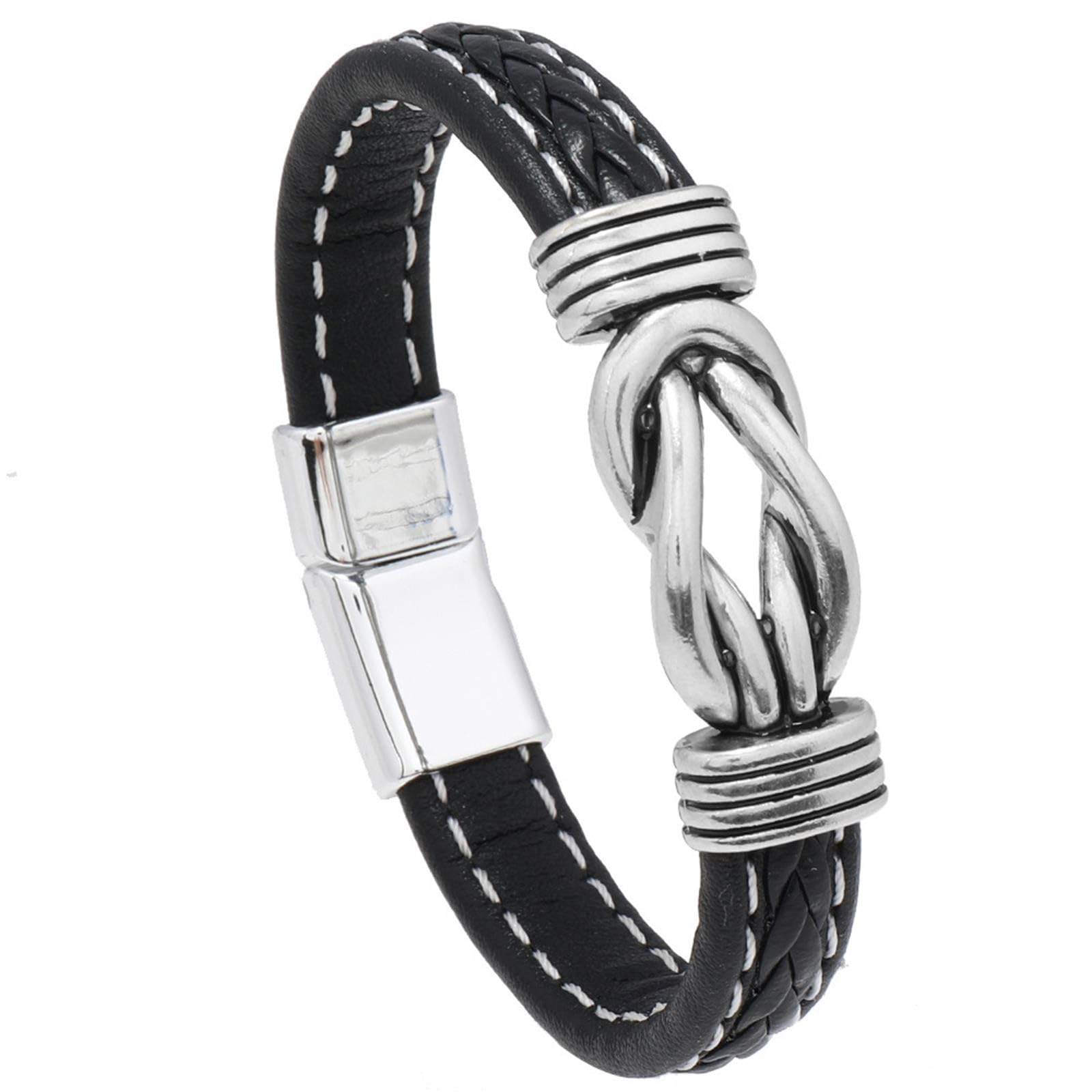 Pulsera de cuero y acero inoxidable para hombre Padre e Hijo 4