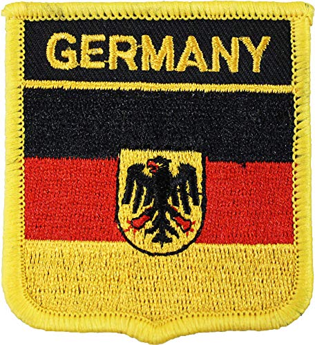 Germany (Eagle) Flag Embroidered Iron on/Sew on Shield Patch, Approximate Size 2.5 inch x 2.75 inch