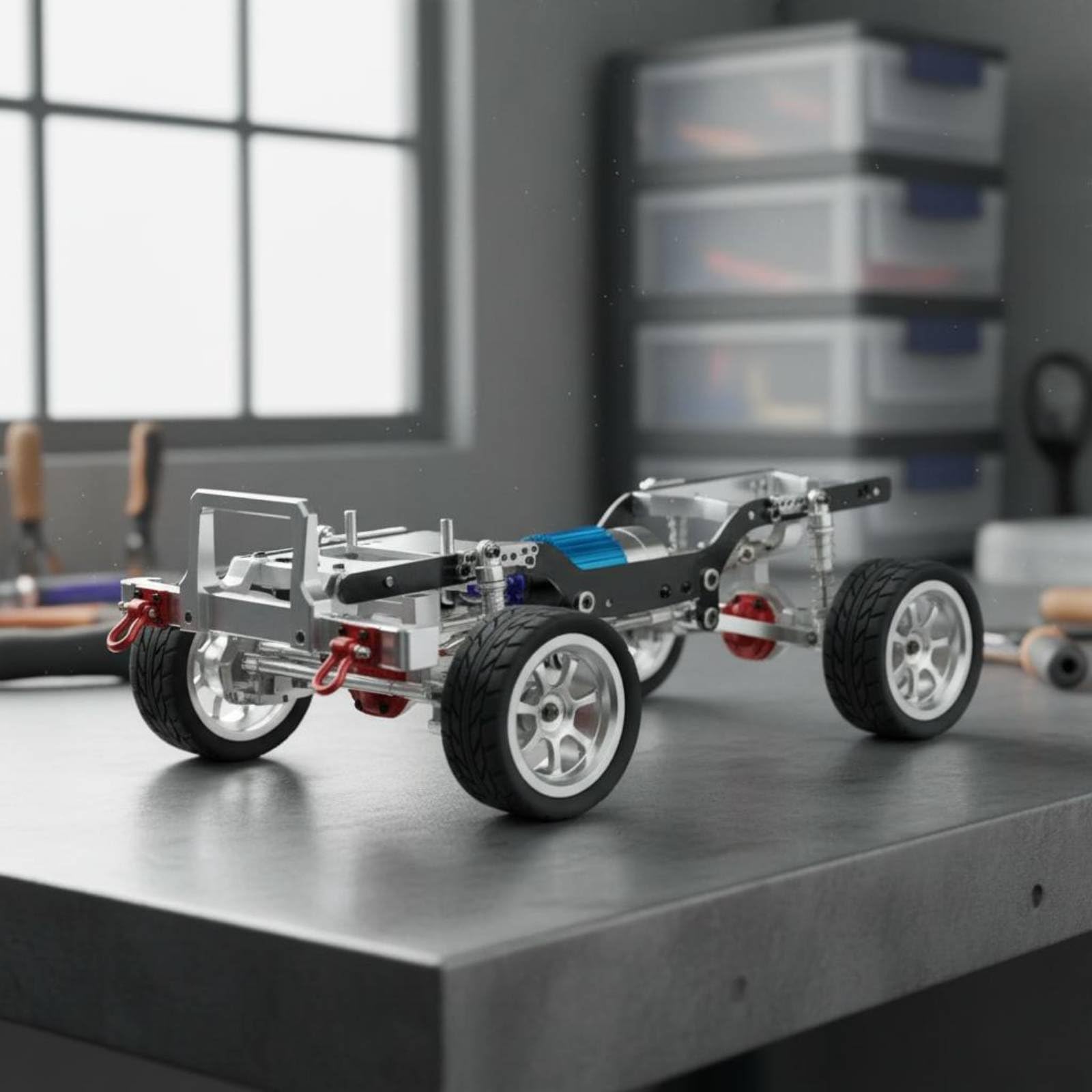 predolo Chasis de Metal para Coche RC 1/12 Fácil Instalación Estructura de Coche Todoterreno RC Preensamblado para Modelistas, Negro