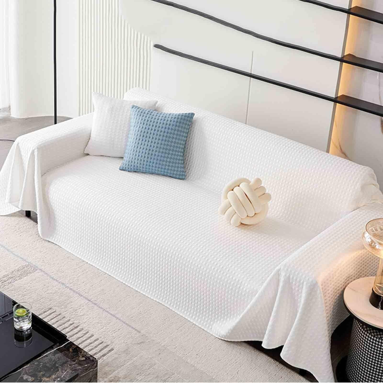 Konsilsa Large Cotton Knitted Sofa Throw Blanket with Tassels - Ideal for 1/2/3/4 Seater Couch, Settees, Armchair and Bed(A,180x180cm)