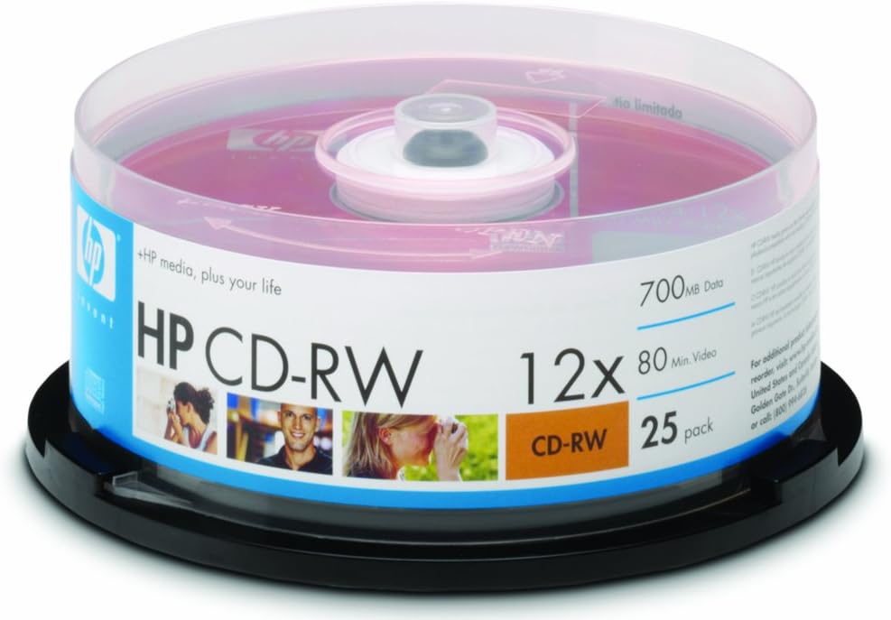 HP CD-RW 4x-12x Blank Discs (80 Minutes/700 MB) - 25 Disc Cake Box