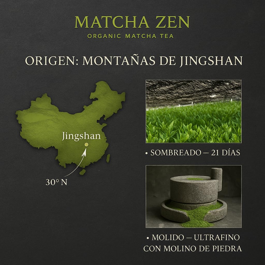Té Matcha grado Ceremonial premium bio 100 g| Matcha 100% ecológico | Té verde en polvo orgánico | Macha en polvo | MATCHA ZEN
