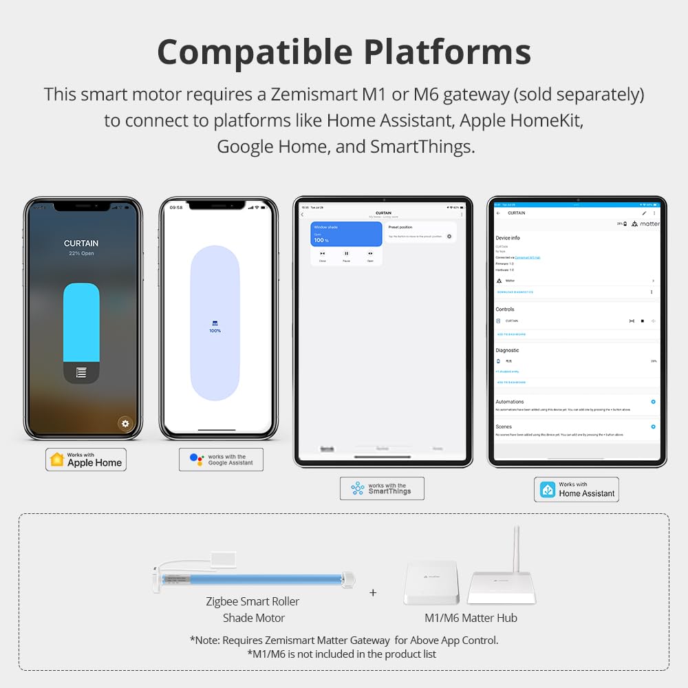 Moteur de store intelligent pour tube de 17 mm/25 mm/28 mm, moteur de store à rouleau Zigbee rechargeable, fonctionne avec Alexa et Google Home, contrôle par application, nécessite un hub Tuya Zigbee