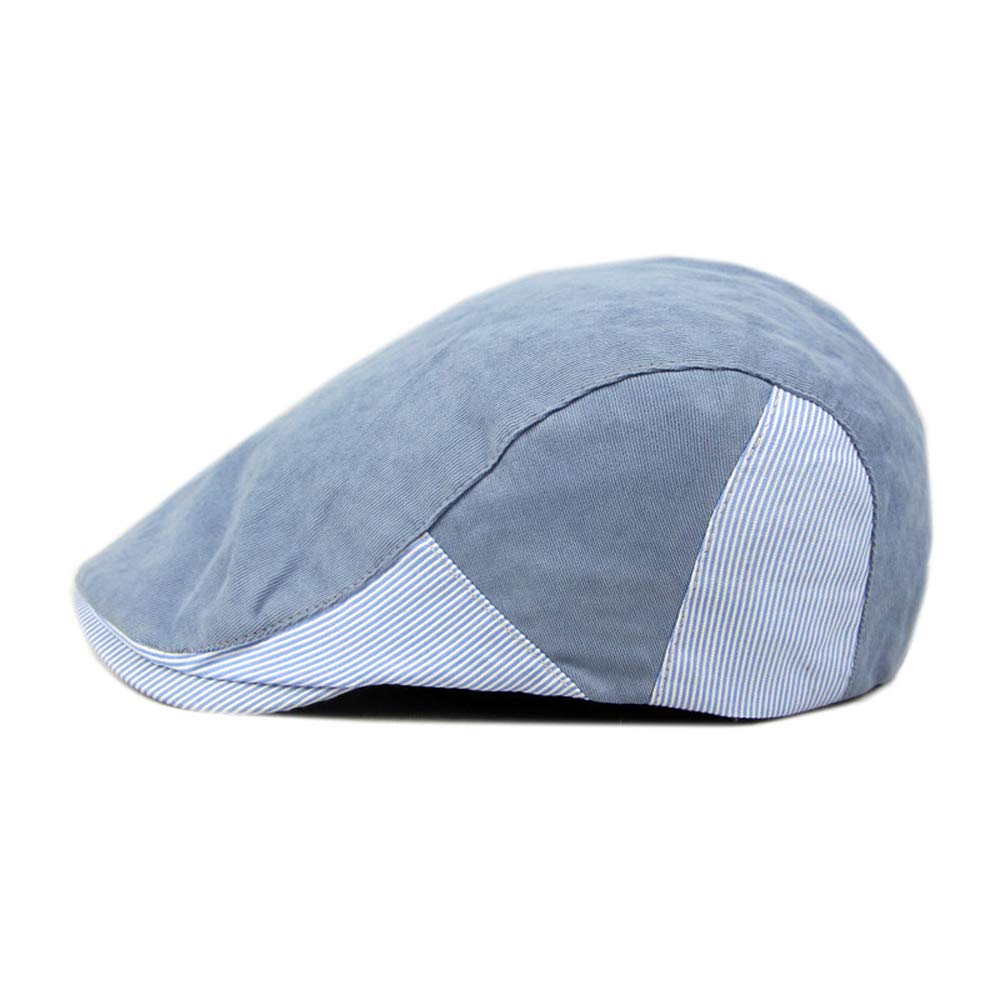 Men's British Wind Cotton Beret Cap Forward Cap Duckbill Visor Cap Retro  Cotton Newsboy Hat,lightweight,Breathable (Color Light blue, Size