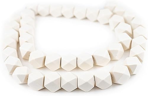 Miniatura 3 de TheBeadChest - Cuentas de madera de cubo sin esquinas blancas, cuentas orgánicas naturales de corte de diamante de 0.787 in para la fabricación de