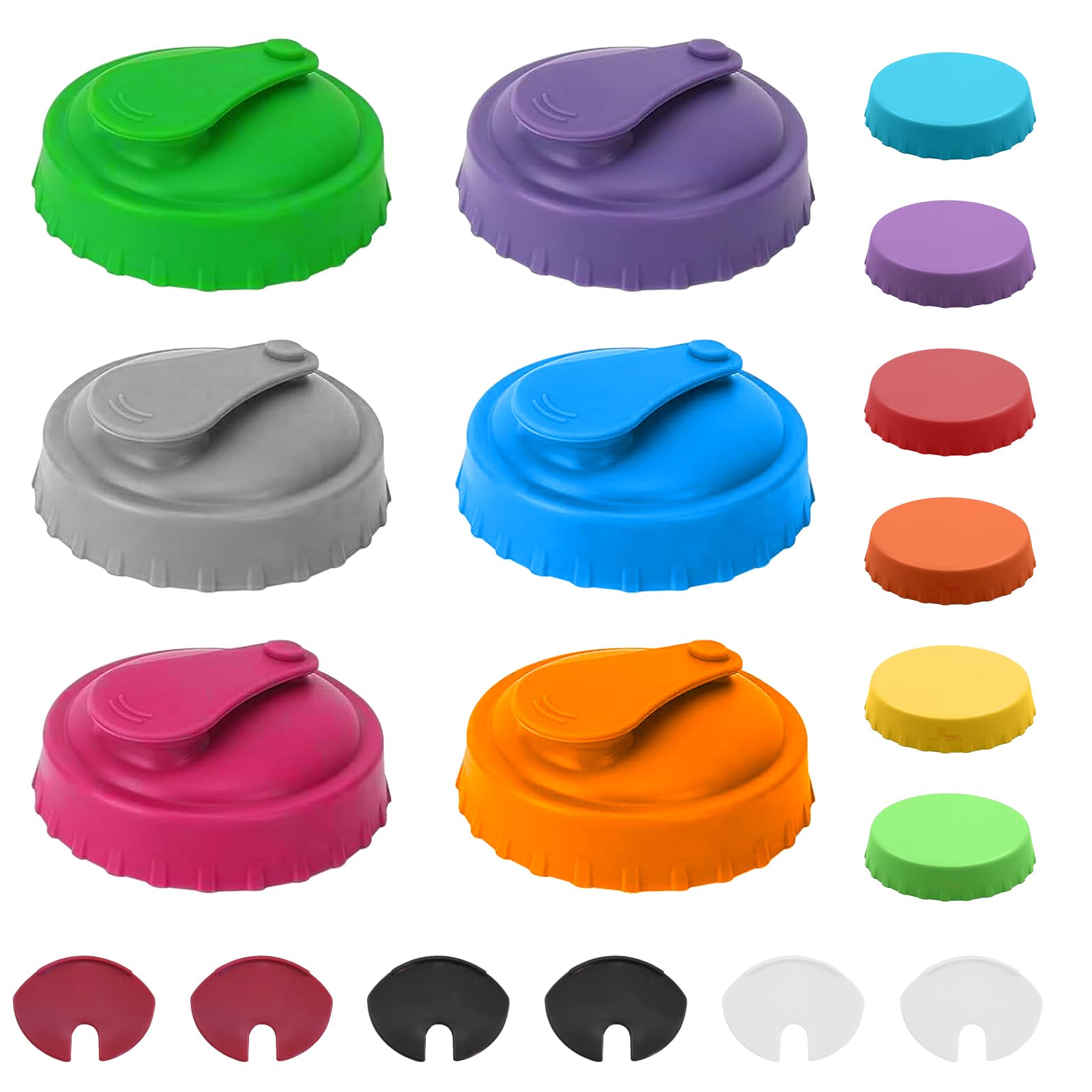 6 couvercles pour canettes, 6 couvercles pour canettes, joints de boisson, antispray, anti-poussière, réutilisables (6 couleurs