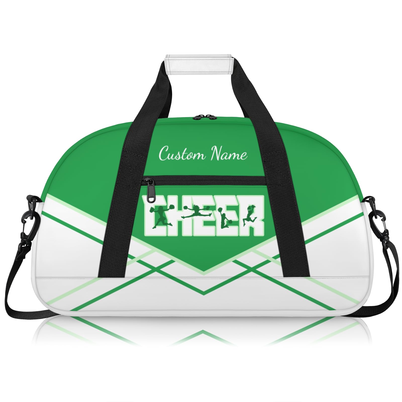 Personalised Cheerleading Duffel Bag for Girls | Custom Name Waterproof Sports Bag for Cheer, Gym & Travel | Cheerleader Team Gifts Bag with Adjustable Shouler Strap, White Green