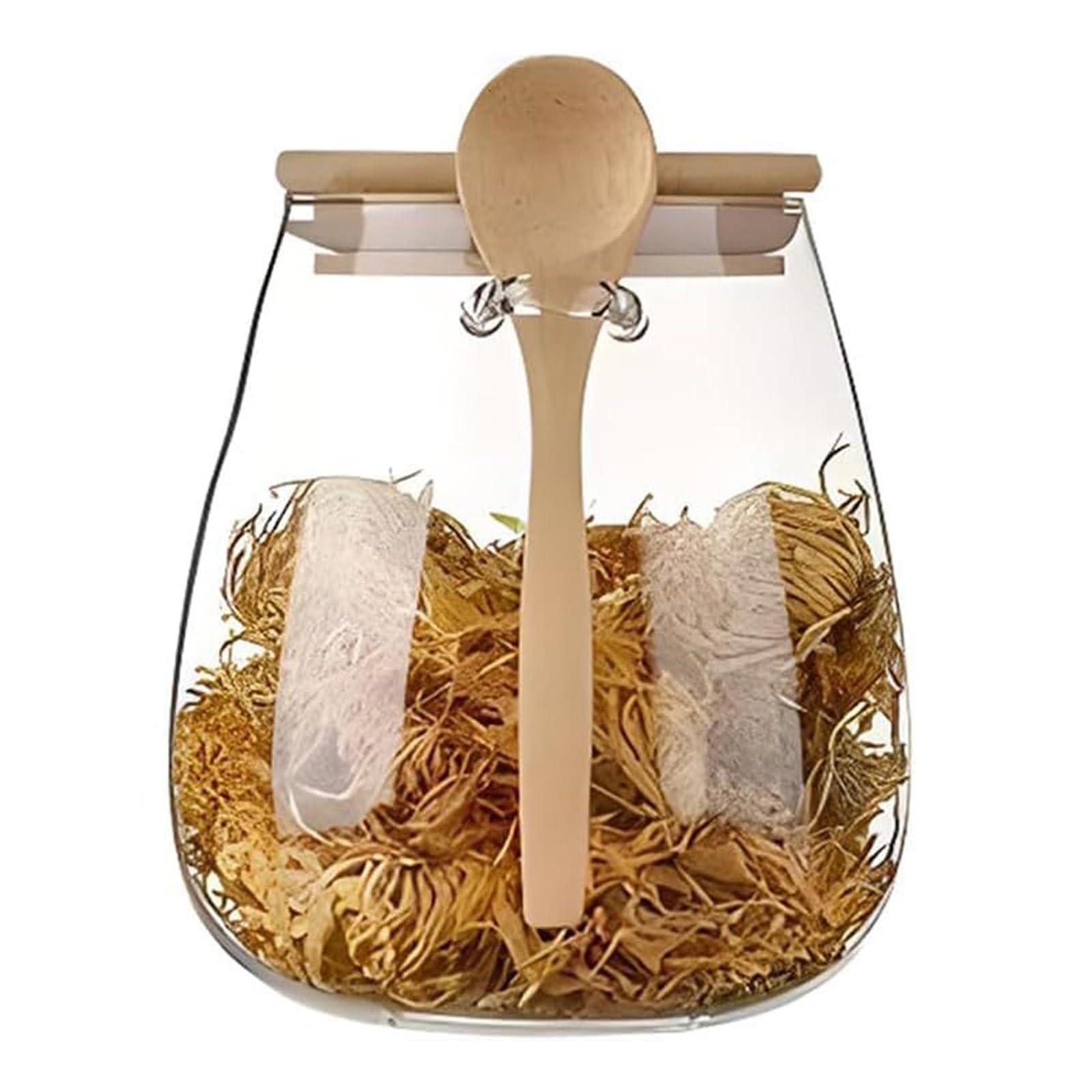 matumou Glass Storage Jar with Bamboo Lid Large Capacity Food Grade Free Transparent Glass Jar Storage Container with Spoon