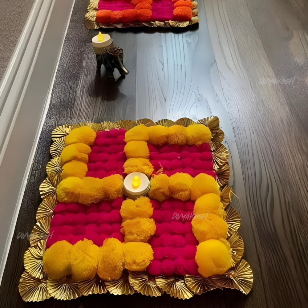 Divyakosh Rangoli Mats, Swastik for Home Corridor, Living Room, Hall Decoration, Pack of 6, Diwali Decoration Items for Home Decor