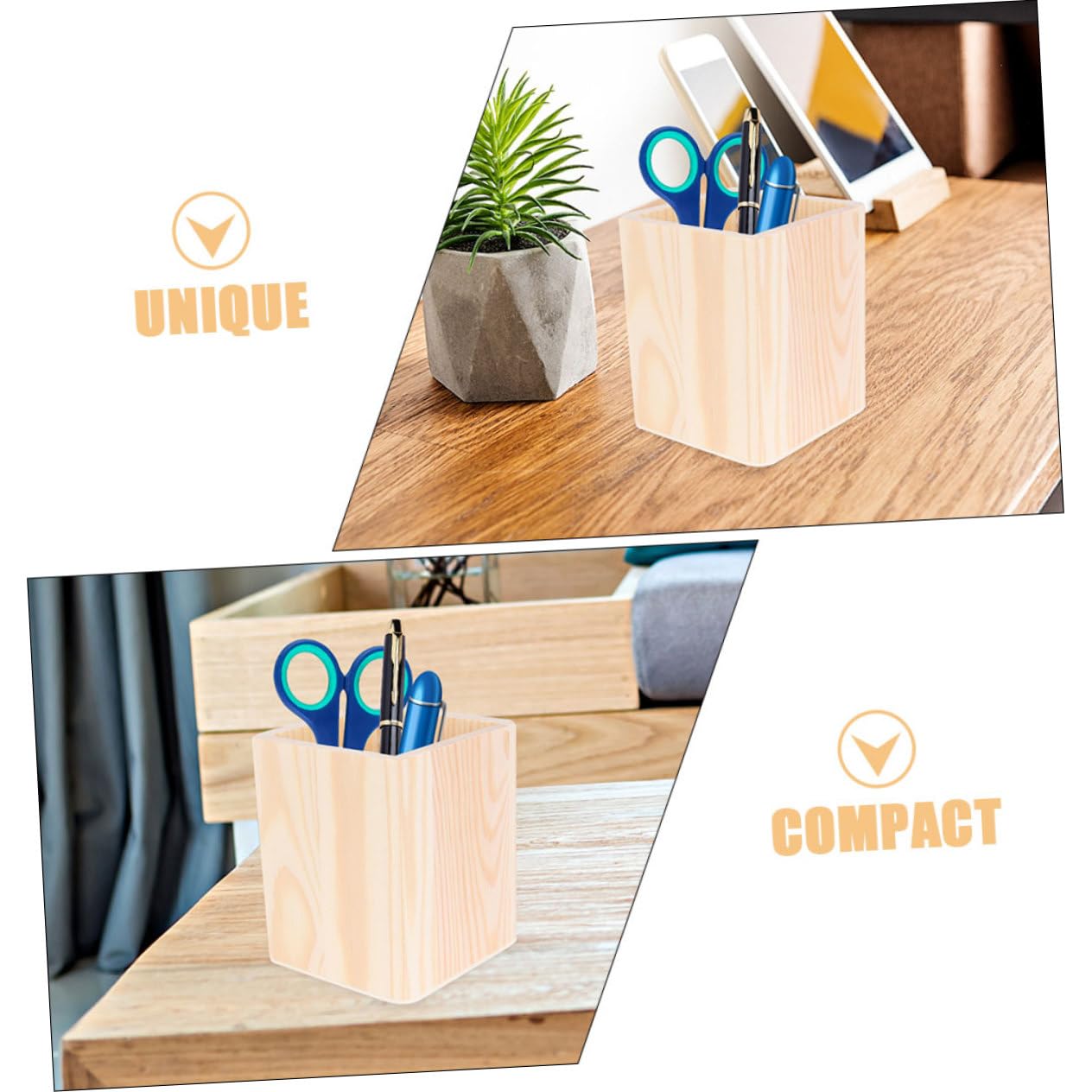 Amosfun Portapenne in Legno Da 3 Pezzi Per Scrivania Contenitore Per Penne in Legno Portapenne Decorativo 3 Pezzi * 3