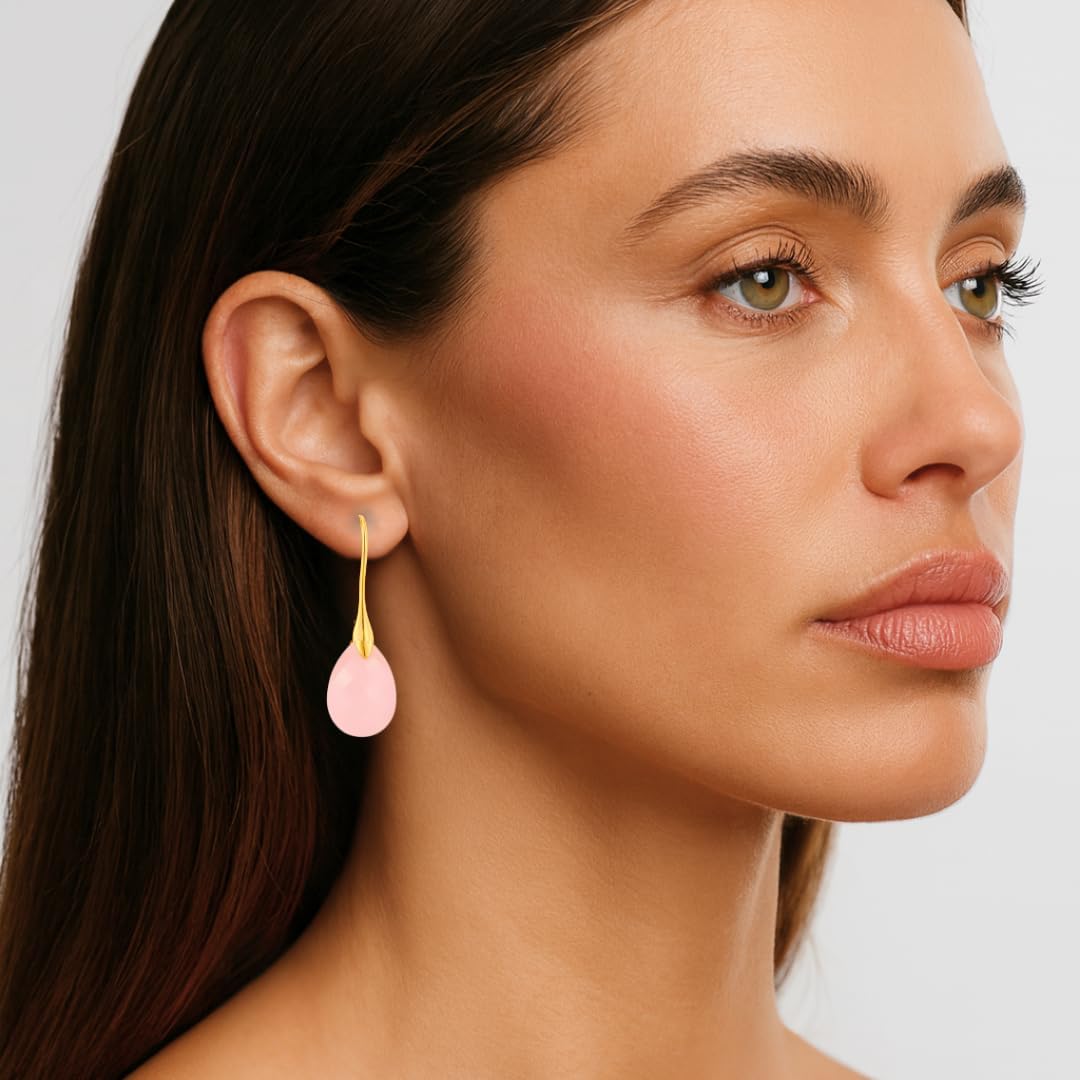 Gempires Gemstone Drop Dangle Earrings for women – Hypoallergenic Earrings with Labradorite, Tiger Eye, Rainbow Moonstone, Amazonite, Green Onyx, Amethyst, Rose Quartz, Aquamarine, Prehnite - Image 2