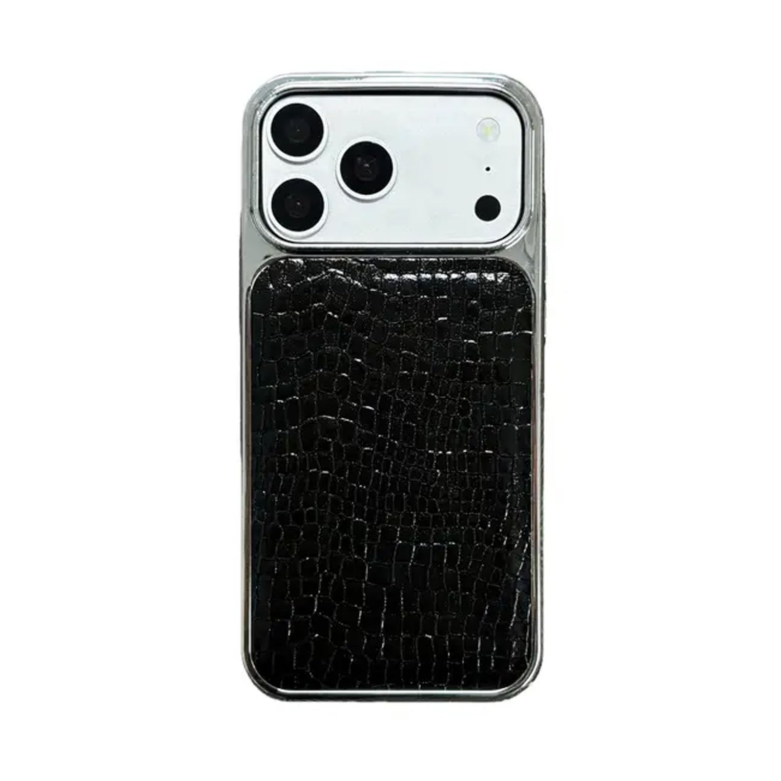 Luxury Shiny Crocodile Leather Smartphone Case for iPhone 17/16/15/14/13/12 Pro Max (Blac…