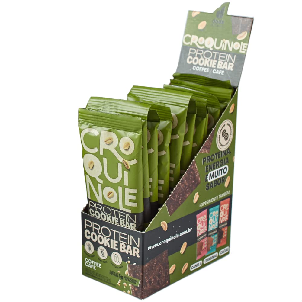 Caixa do Protein Cookie Bar de Café Croquinole com 12 unidades