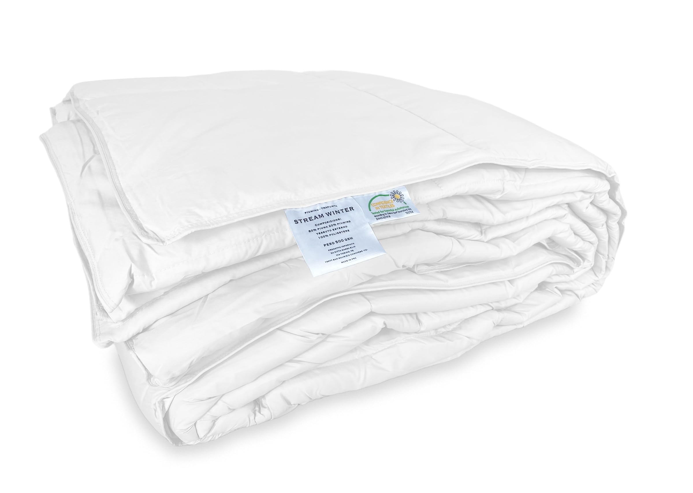 Piumino d'Oca "STREAM 500 gr." - 80% Piuma d'Oca e 20% Piumino - Imbottitura Invernale Morbida, Ideale per le Notti più Fredde - Matrimoniale Maxi 2 Piazze Cm. 250X220