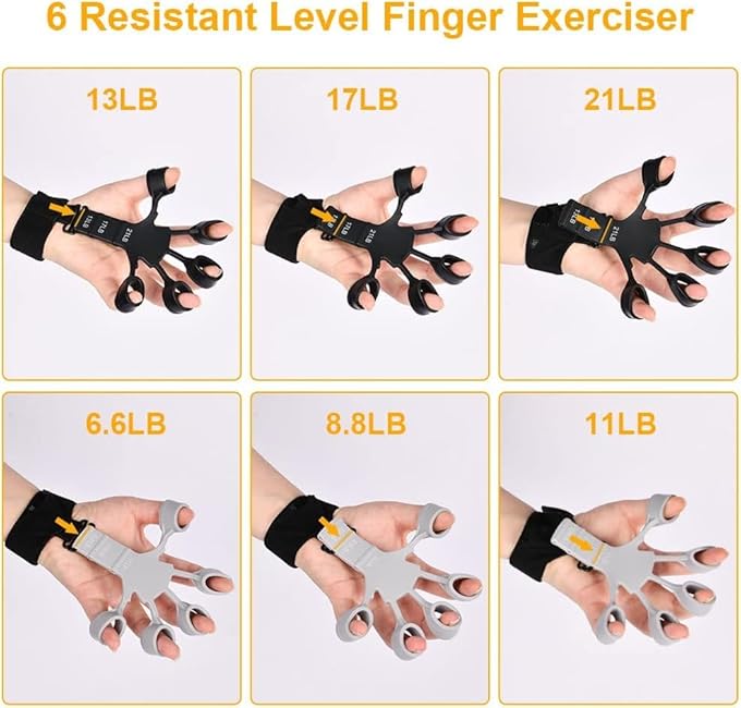 Finger Strengthener Extension Exerciser Stretcher, Strength Adjustment Finger Resistance Bands Used to Exercise Finger Strength - Black 1PCS