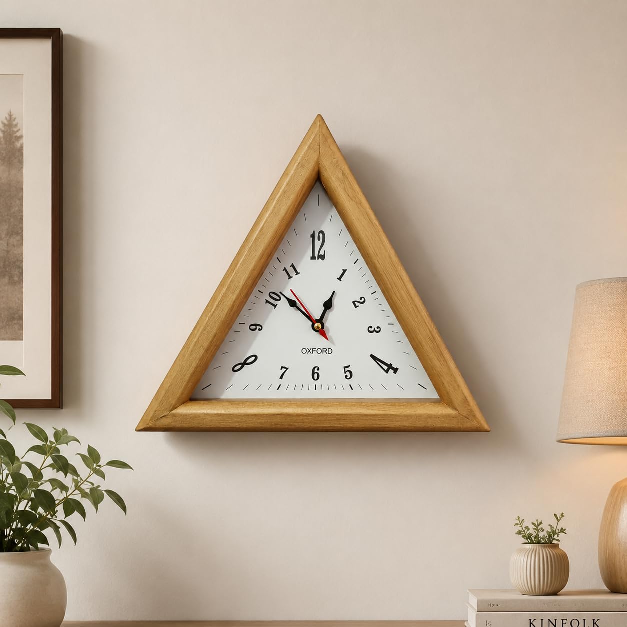 Lakshmi's Luxury Wooden Triangle Wall Clock Golden-Finish – Antique Elegance | 12" Inch Triangular Shape | Home Office Decor Wall Clock | Wedding Gift | Gift for Relatives | Living Room Decorative-image-7