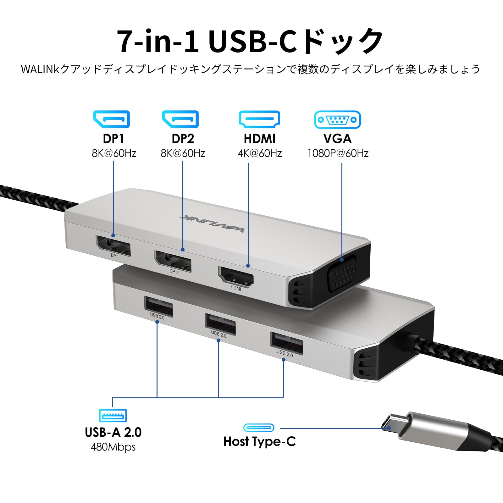 Amazon | WAVLINK USB Cラップトップドッキングステーション クアッド