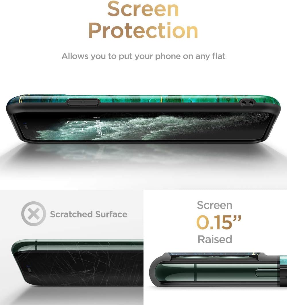GVIEWIN Compatible with iPhone 11 Pro Max Case, Marble Slim Thin Glossy Soft TPU Rubber Gel Phone Case Cover Compatible with iPhone 11 Pro Max 6.5 Inch 2019 Release (Green/Gold)