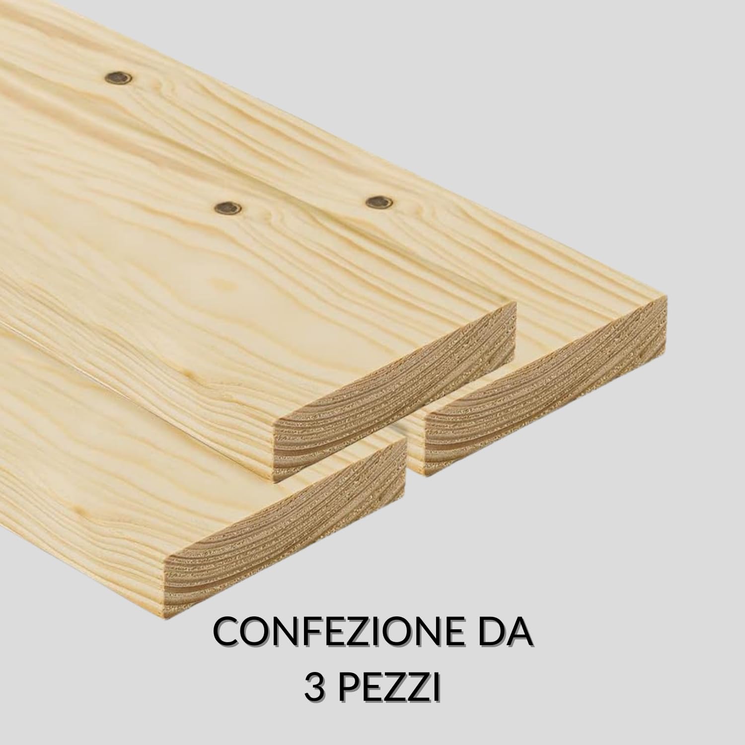 TWE Listelli Legno Massello Abete x 3 Metri Piallati su Quattro Lati con Smusso su Spigoli Made in Italy Confezione da 3 pz (20x95) mm