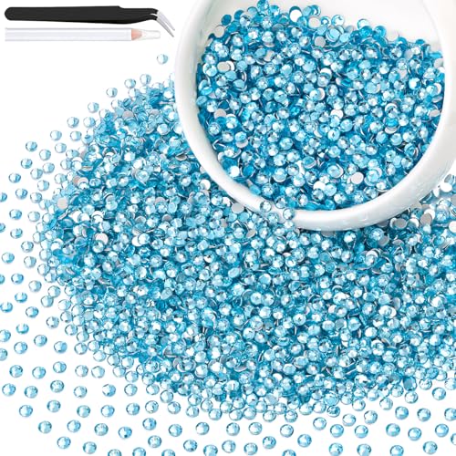 Image of 3000PCS SS12 /3mm Crystal Glass Rhinestones for Bedazzling (Aquamarine) | Flatback Rhinestones for Crafting DIY Nail Art Makeup Decoration, Gems Diomand Charms for Tumbler Shoes Clothing Mug