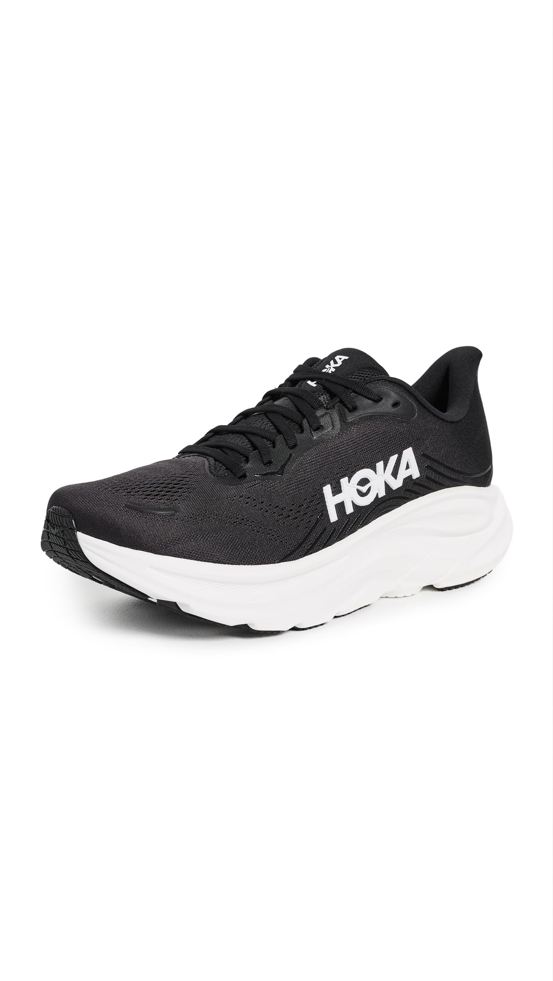 Hoka Men's Clifton 11 Road Running Shoes - Black/White - Size 11 (46)