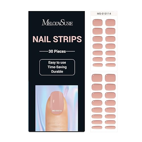 MelodySusie Tiras de uñas de gel semicuradas, gelatina nude, funciona con cualquier lámpara de uñas, calidad de salón, larga duración, fácil de