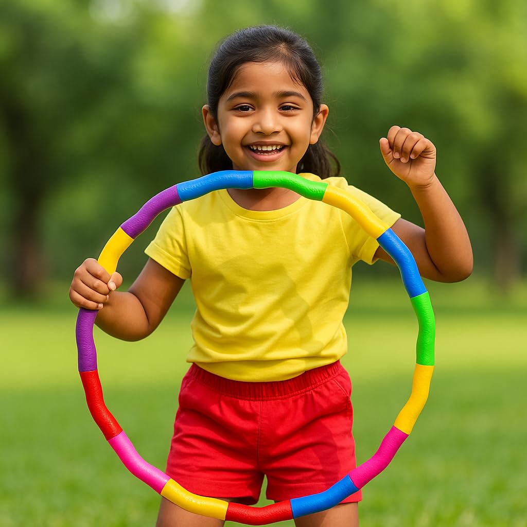 SeBURRY® Detachable Hula Hoop for Kids Adults, Fitness Rings for Kids with 6 Interlockable Piece, Adjustable Size | Hula Hoop for Women Excersie for - Boys & Girls (Multicolor)-picture-15