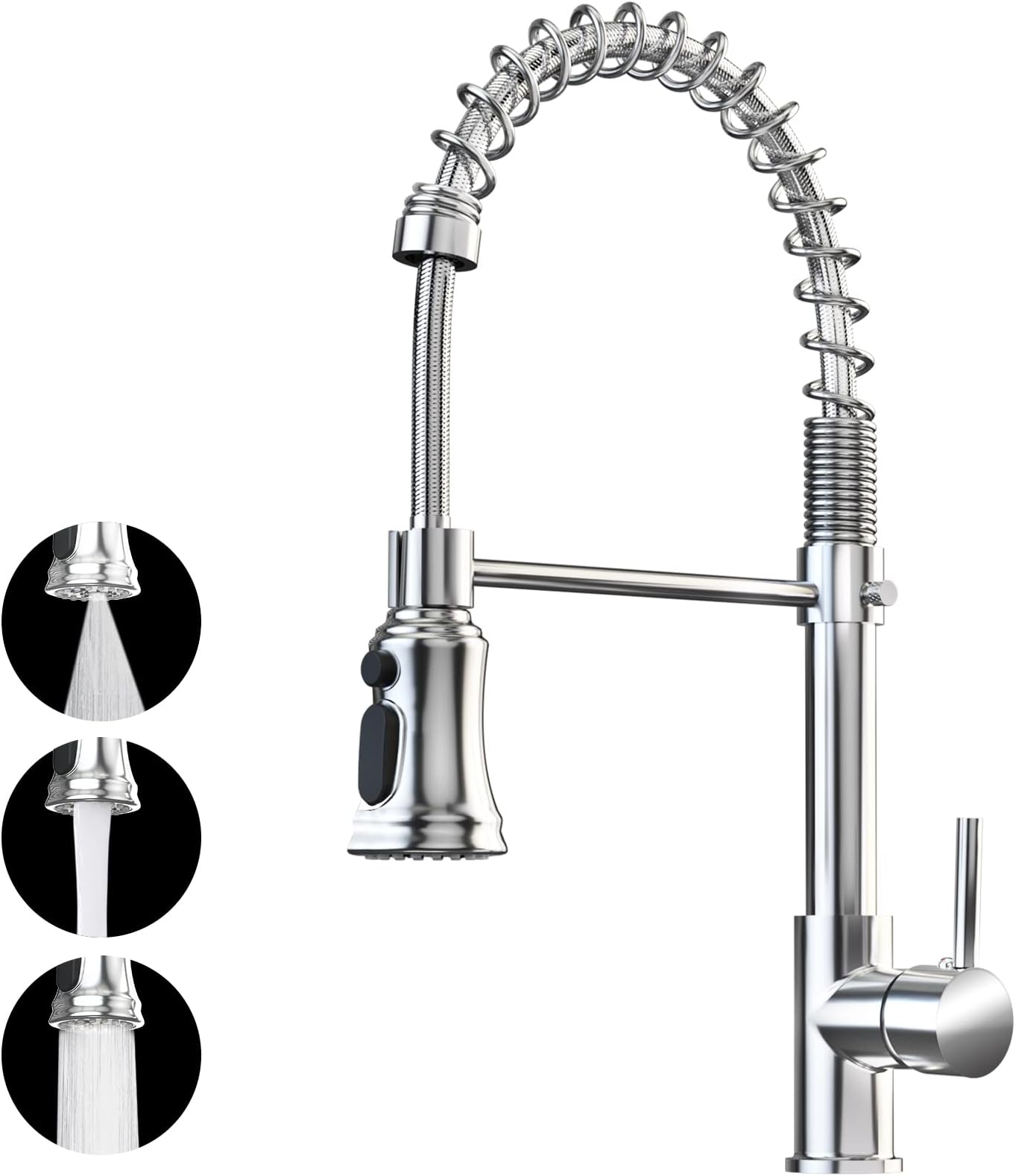 Arputhy Kitchen Tap Pull Down Mixer Taps Sink Faucet Pull Out Spray Stainless Steel Single Lever