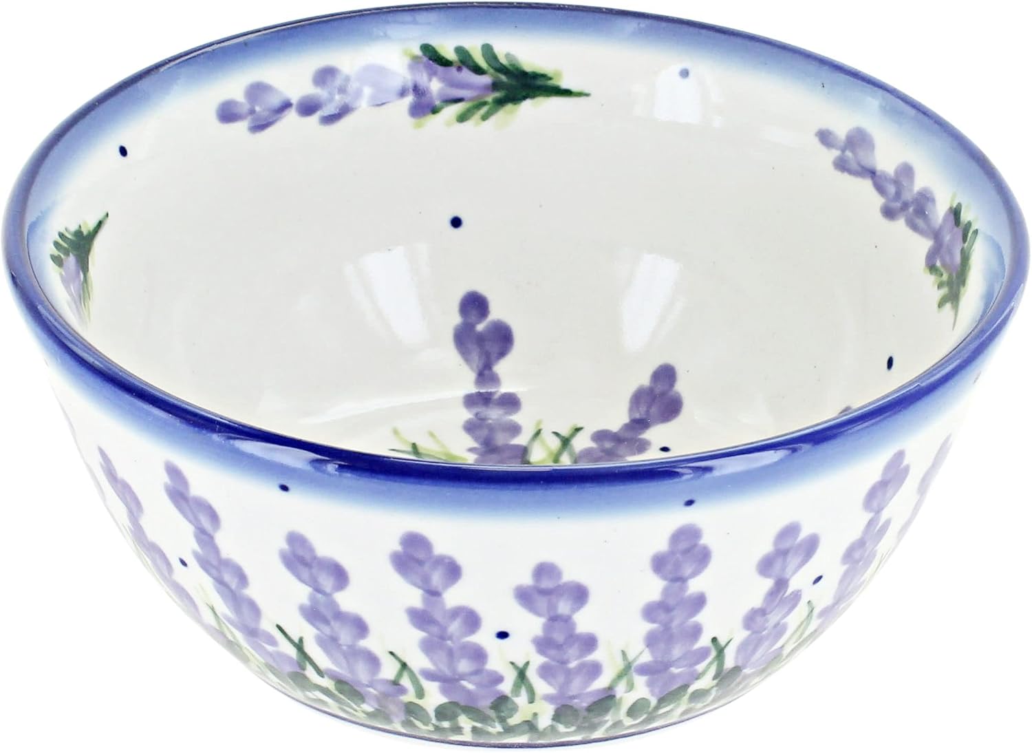 Blue Rose Polish Pottery - Purple Lavender Fields Cereal/Soup Bowl - 6" Diameter - Great Bowl for Everyday Dinnerware, Casual Dinnerware, or Formal Dining