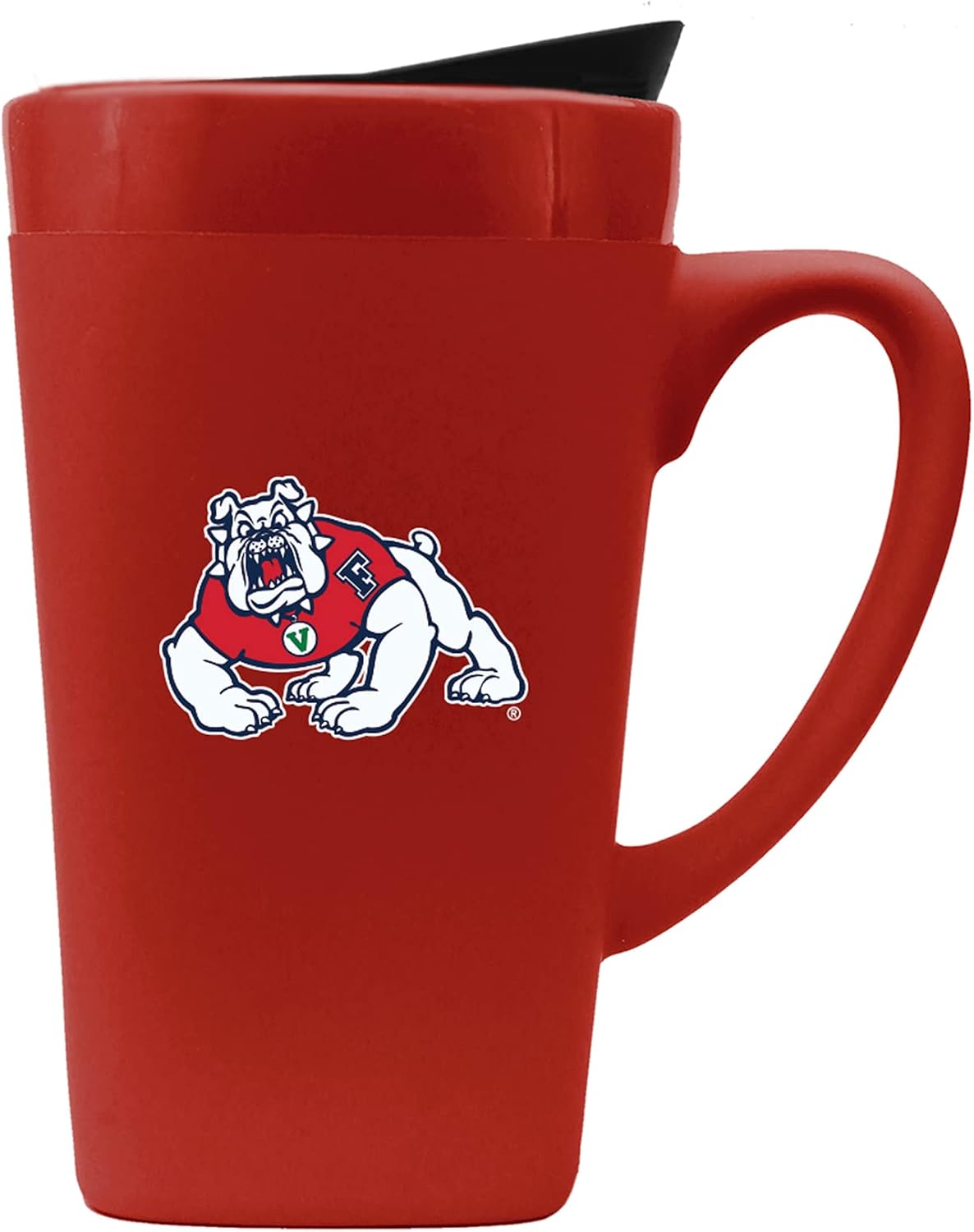 The Fanatic Group Fresno State University Ceramic Mug with Swivel Lid, Design 1 - Red