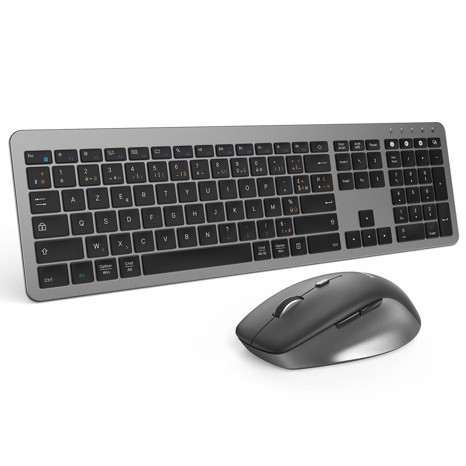 seenda COE300 Clavier Souris sans Fil Bluetooth AZERTY | Connexion Multi-Appareils, Silencieux, Ultra-Fin Clavier, Souris 4 Niveaux DPI, Compatible Windows/Mac OS/iPad/Android