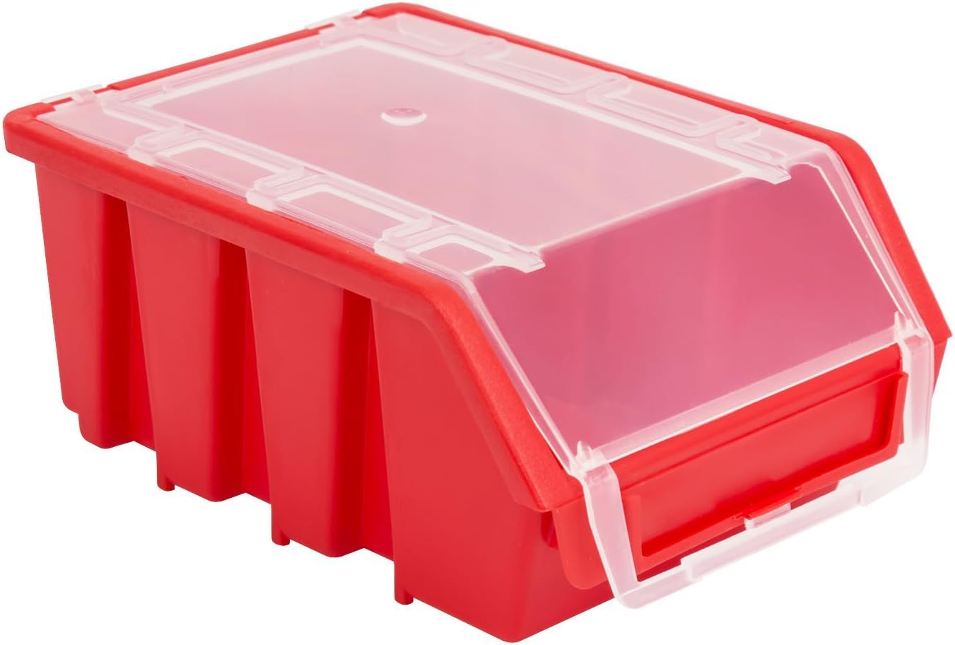 10 Stück Stapelboxen Sichtlagerbox Sortierbox mit Deckel Größe 2 rot Ergobox Plus Kunststoff