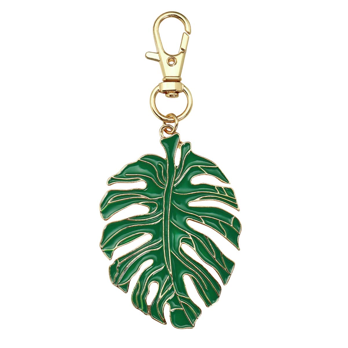 PRETYZOOM Green Leaf Keychain Palm Leaf Key Ring Hawaii Party Luau Party Summer Party for Women Plant Keychain, Green, Medium