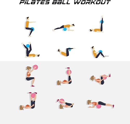 Miniatura 5 de Cikyner Pelota de pilates suave, pequeña pelota de ejercicio de 9.1-9.8 in, mini pelota de gimnasio con popote inflable, adecuada para pilates