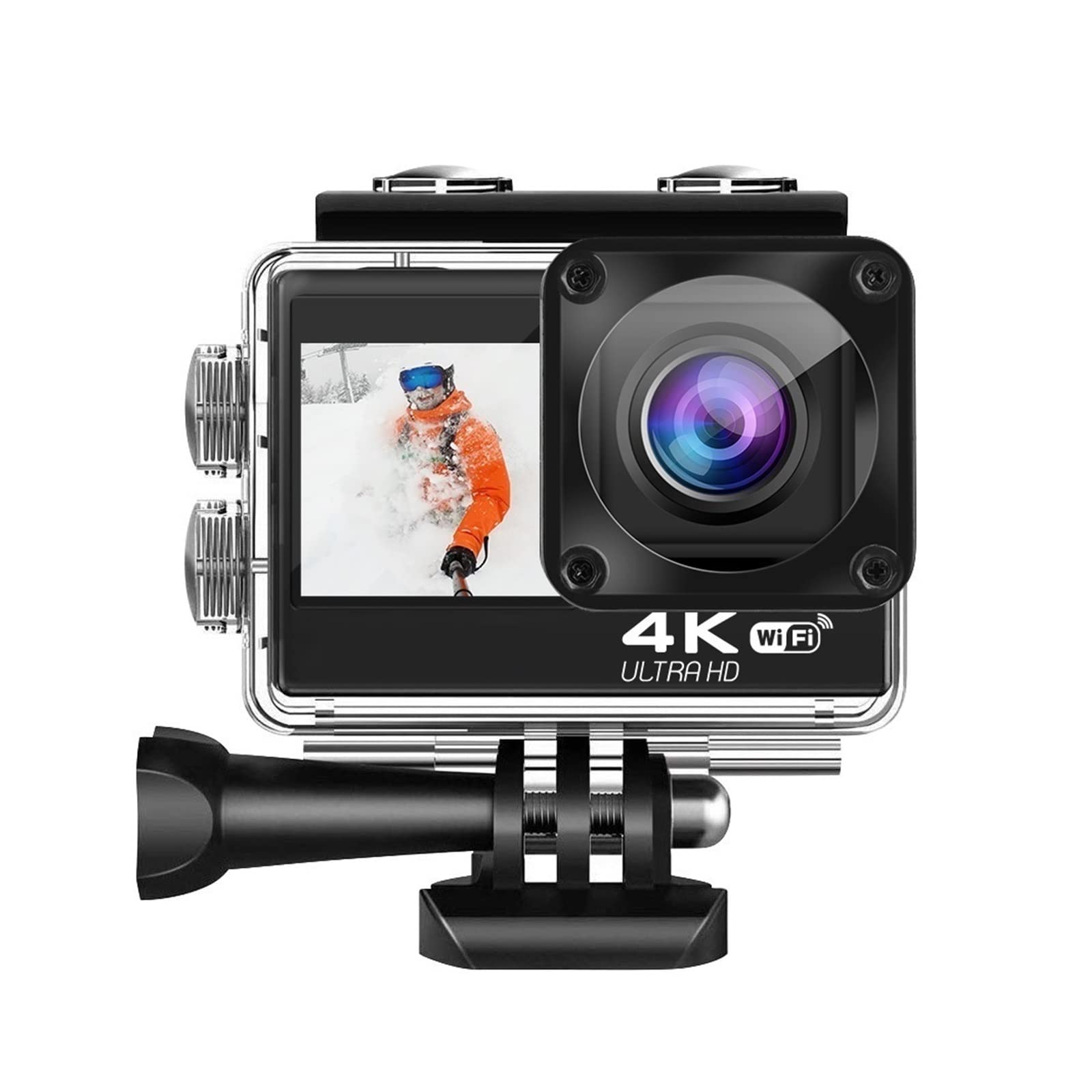 Action Cam, Action Camera 4K 60FPS Telecamere 24MP 2.0 Touch LCD 4X EIS Dual Screen Telecomando impermeabile Webcam Videoregistratore sportivo ,All'aperto, Sport, Video(Option 4,Single Screen S9)