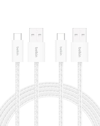Vista 10 de Belkin Paquete de 2 cables USB A a USB C, 6.6 pies, 15 W, cargador tipo C, cable de carga para iPhone, suave, trenzado, flexible para iPhone 17