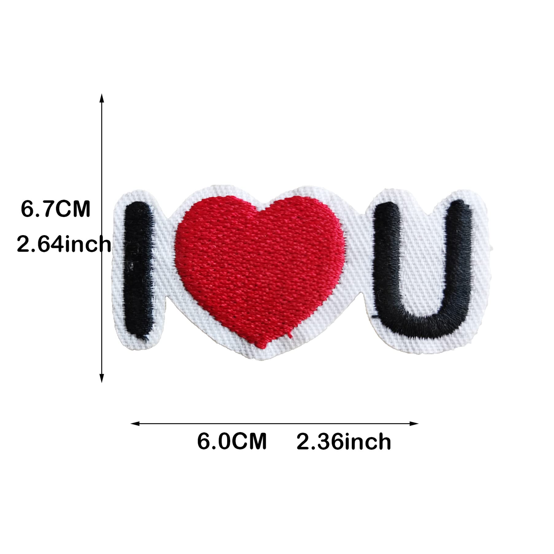 IOU Iron-On Patches - 2 Pack Red 'I Love You' Letters, Embroidered Applique For Clothes, DIY Craft