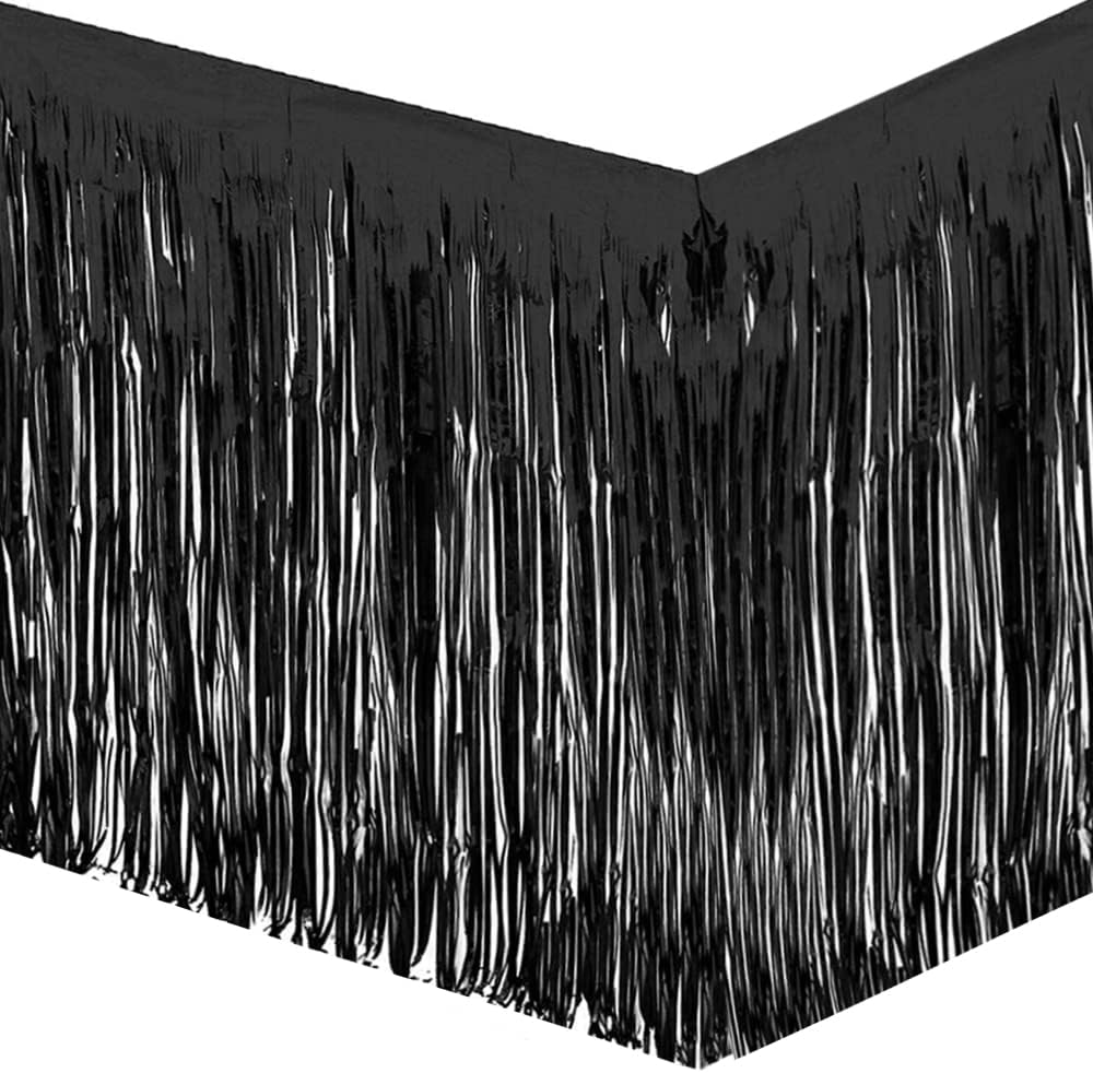 4 Pack Foil Table Fringe Skirt,29X108 Inch Meatallic Foil Fringe Tinsel Table