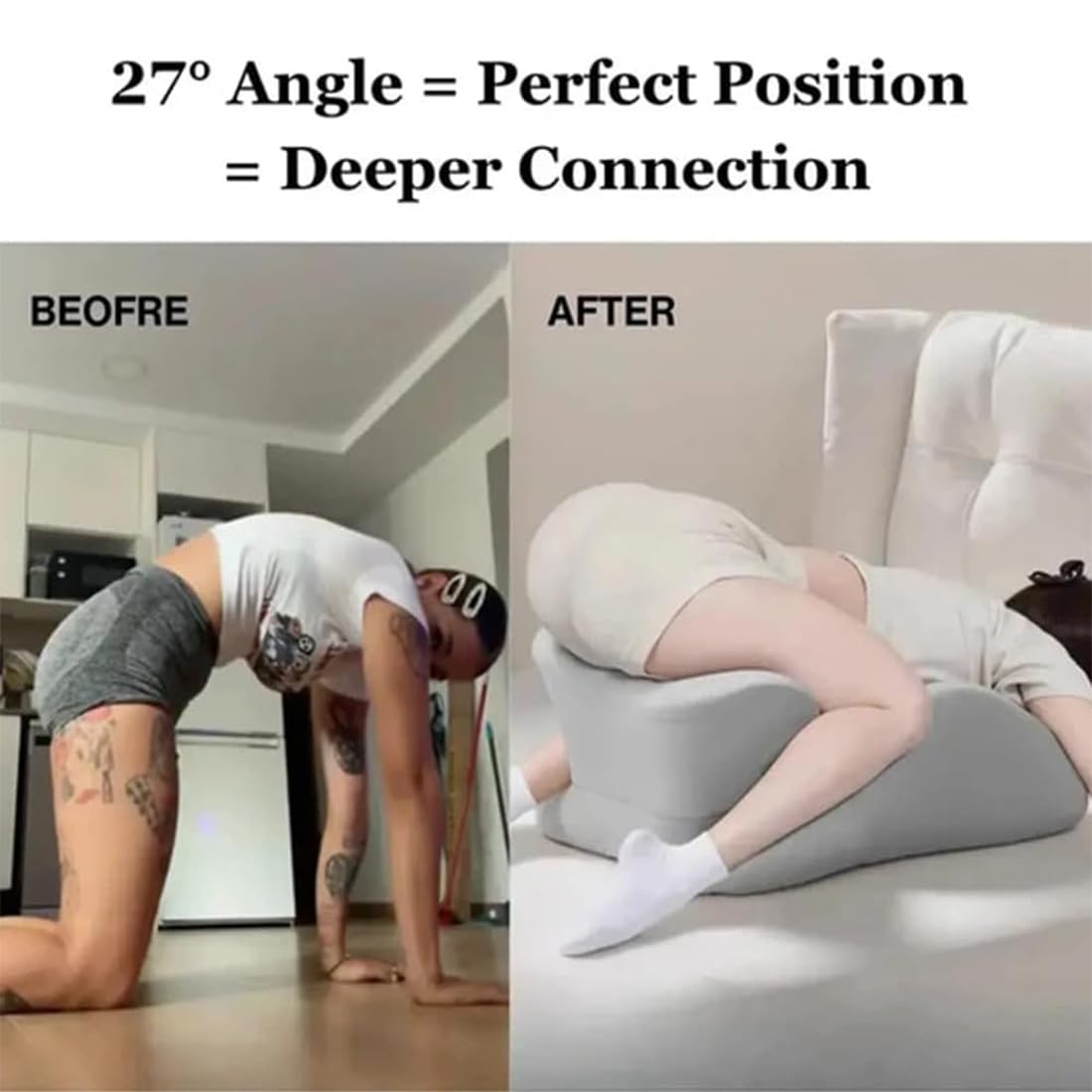 2026 Neue Noleva Sex Kissen, 60cm Noleva Komfortkissen, 27 Grad Sex Kissen, Ergonomisch aus Memory Schaum Keilkissen für Ohne Krämpfe In Beinen Oder Rücken,Schmerzfreie Intimität Heute (Grau)